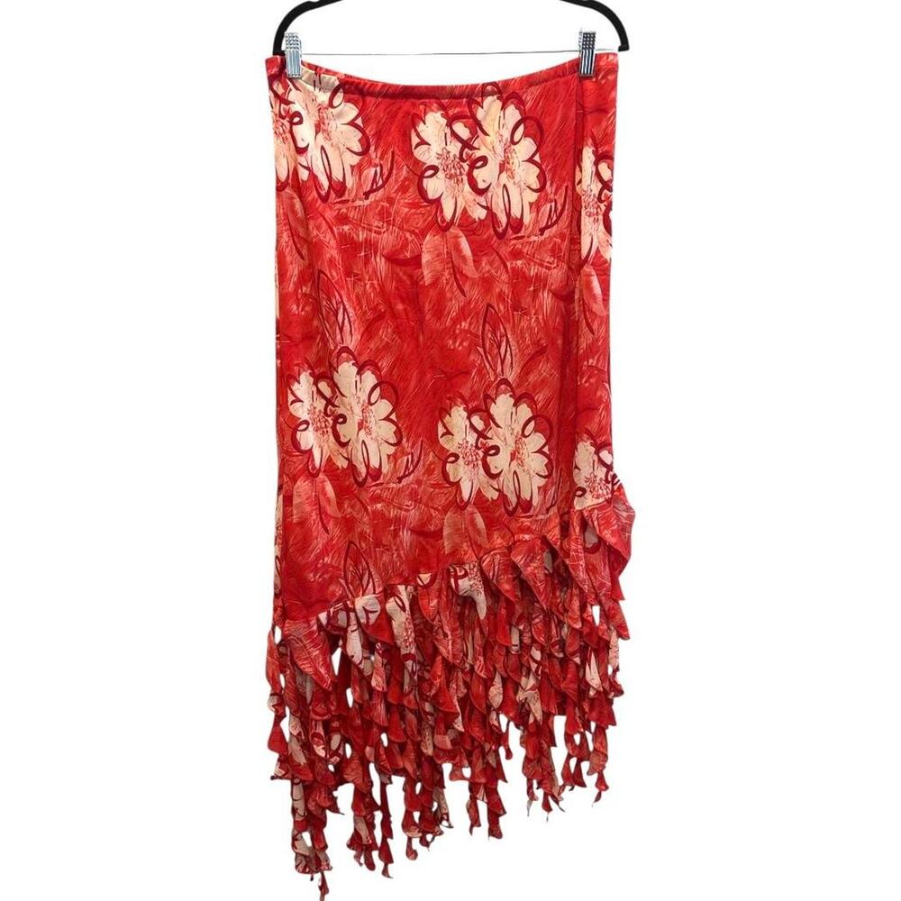 Y2k hawaiian fairycore ruffle asymmetrical hem maxi skirt